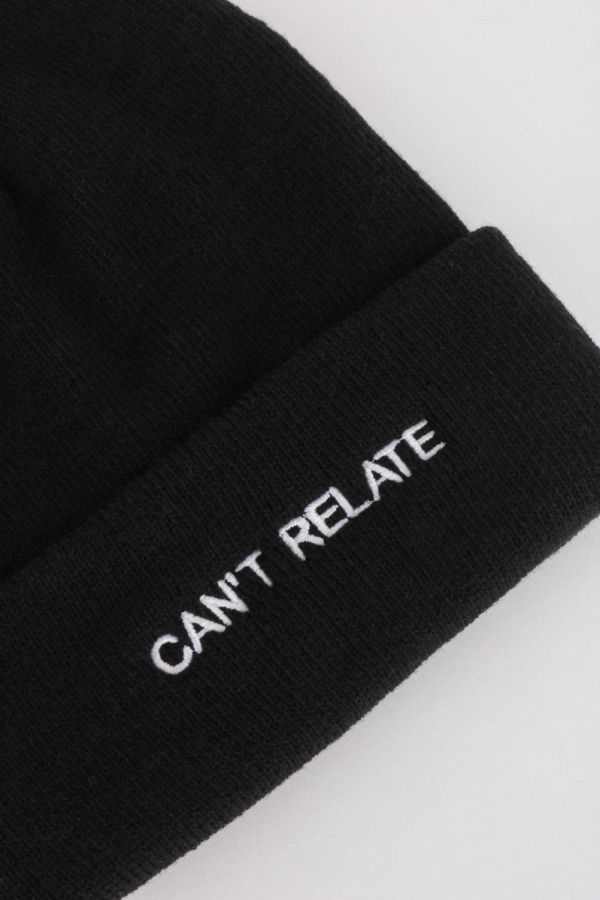 "INTENTIONALLY __________." Can't Relate Knit Beanie - Black/White