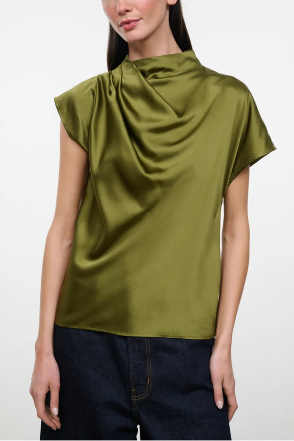 Staud Davina Silk Top - Green