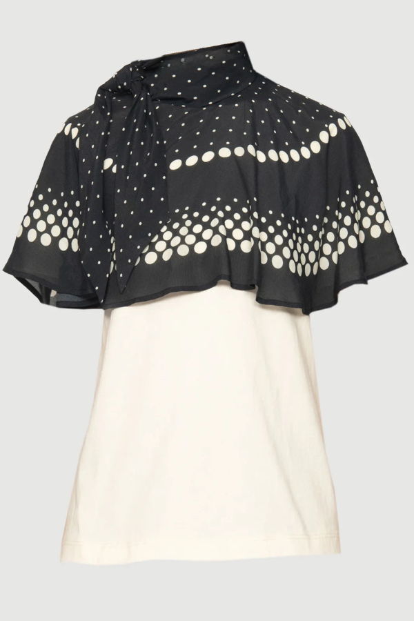 Sea NY Elly Polka Print Cape T-Shirt - Cream