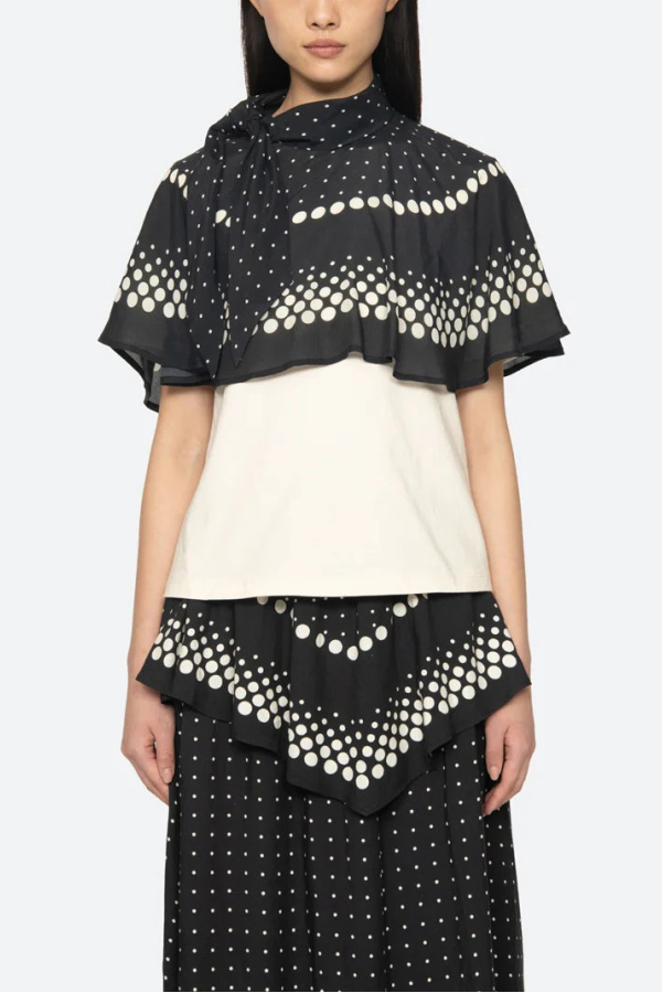 Sea NY Elly Polka Print Cape T-Shirt - Cream