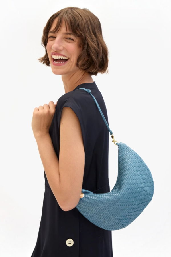 Clare V. Lune Woven Zig Zag Bag - Desert Blue