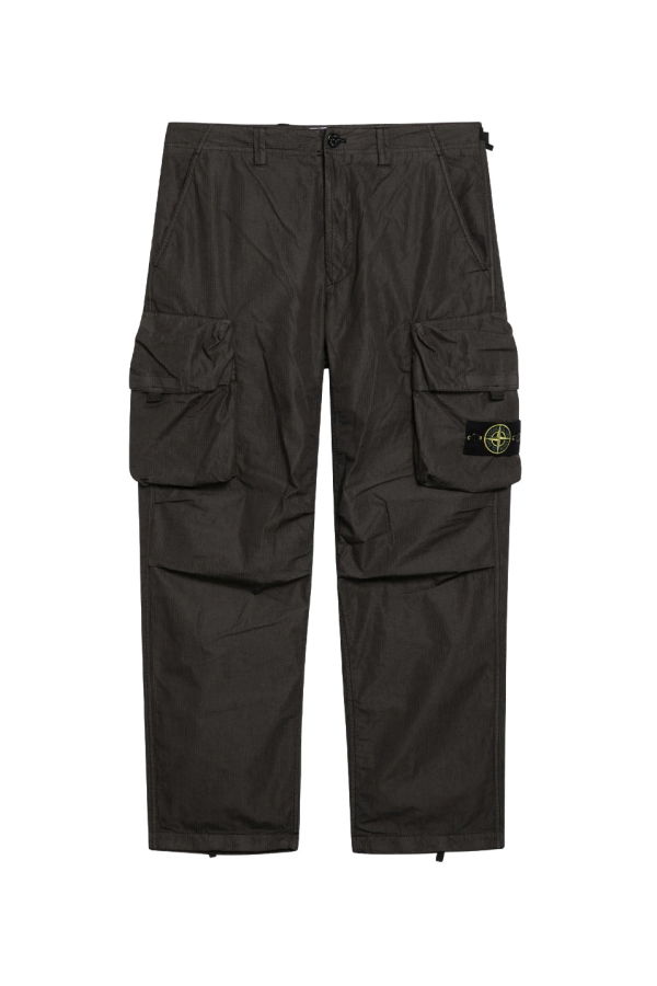 Stone Island Cotton Nylon Micro Ripstop Cargo Trousers - Charcoal