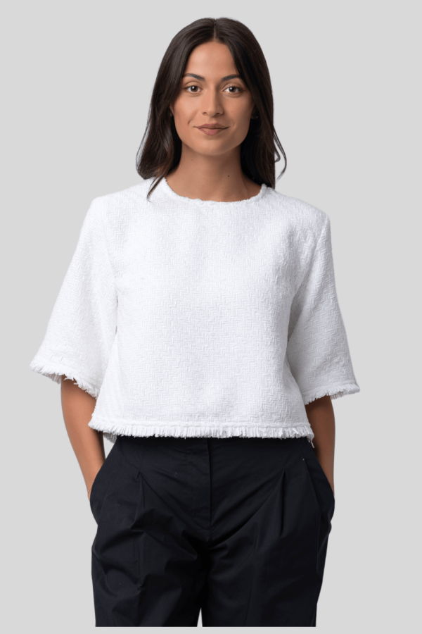Proenza Schouler Maura Top in Basket Weave - White