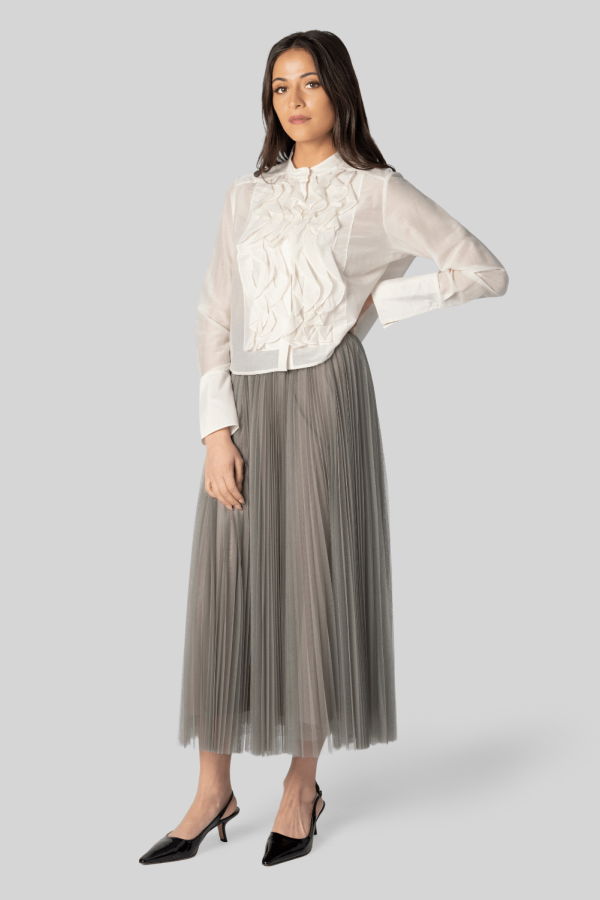 Forte Forte Stone Tulle Pleated Skirt