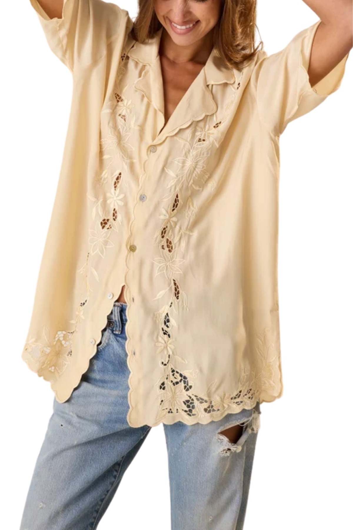 Natalie Martin Kevin Shirt - Cream - Image 2 of 5