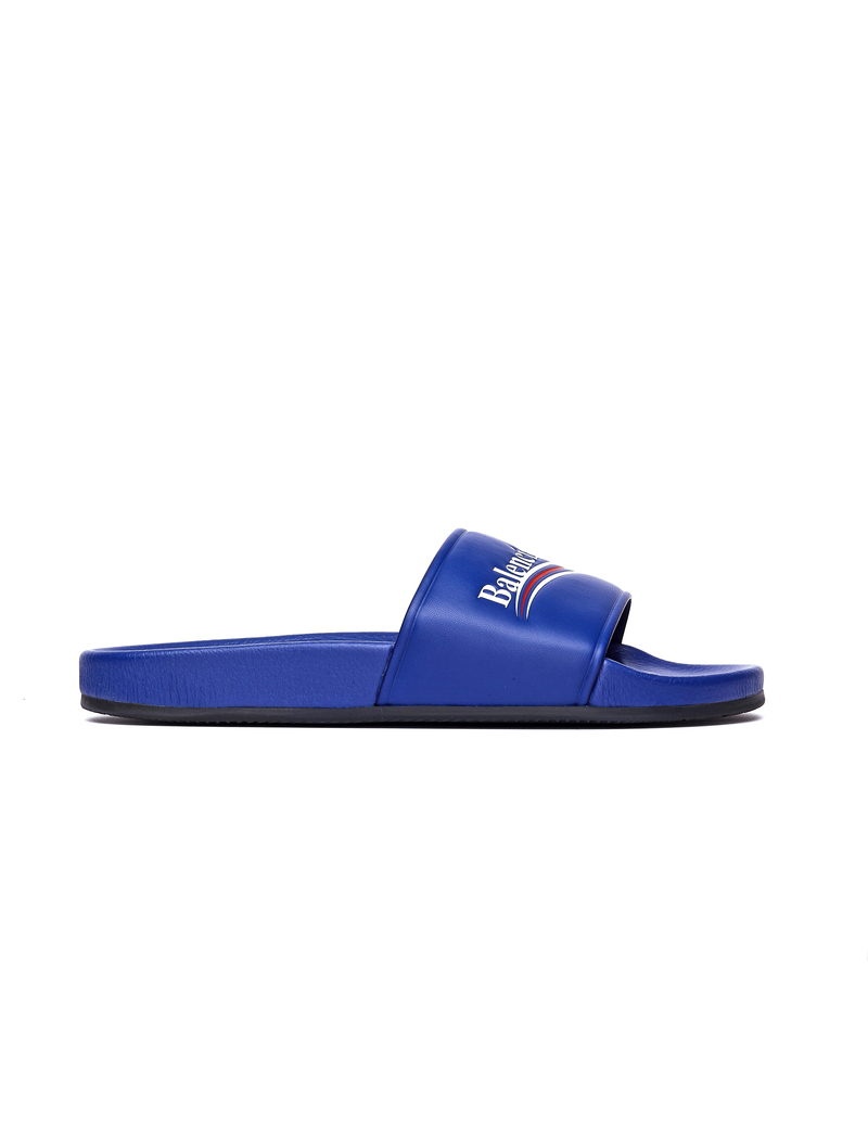 Balenciaga Wave Logo Slides - Blue | Garmentory