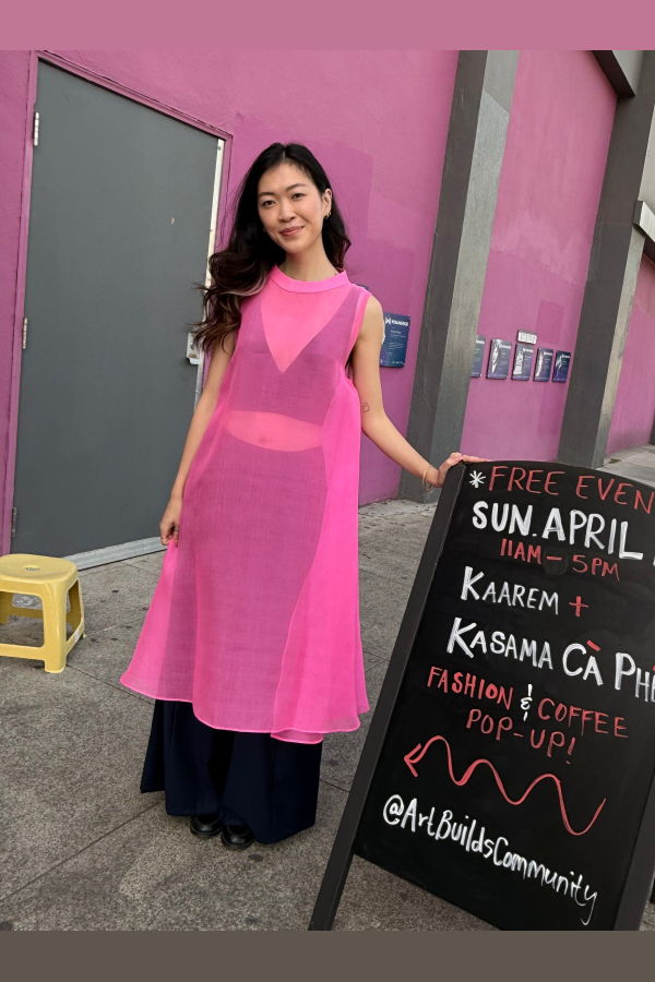 KAAREM Glass Overlap Side Slit Organza Silk Dress