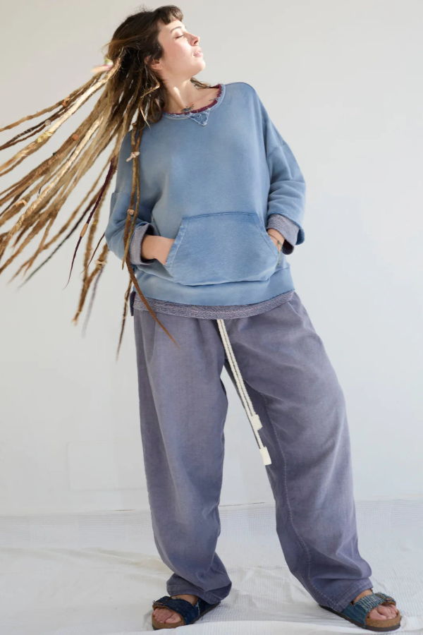 Dr. Collectors 100% Cotton French Terry Sunfaded Dye Recycle Sweater - Bleu de Travail