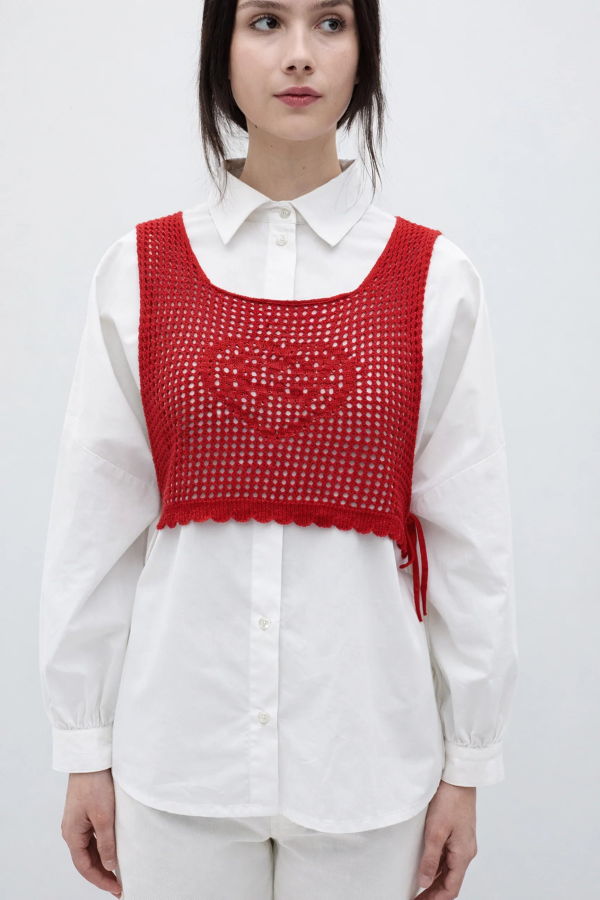 Rita Row Crochet-Look Knit Vest