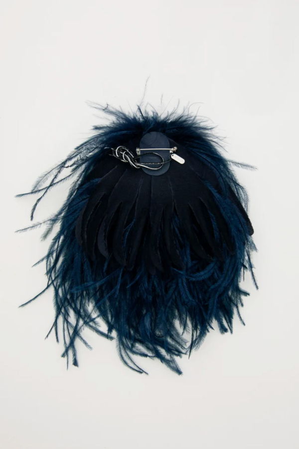 INDRESS Feather Brooch/Headpiece - Deep Navy