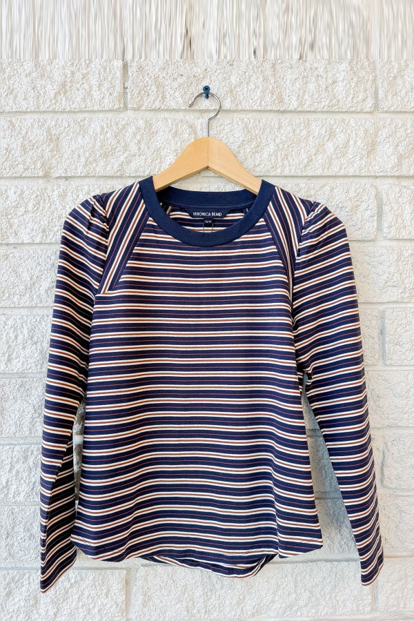 Veronica Beard Mason Baseball Tee - Heritage Navy Multi