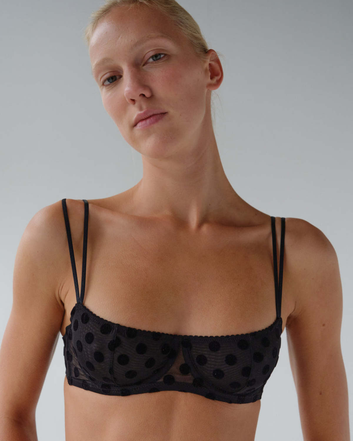 Fruity Booty Polka Flock Balconette Bra - Black - Image 1 of 7
