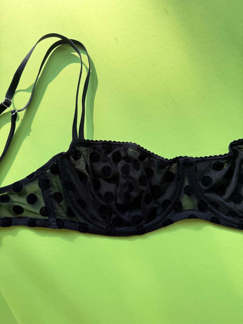 Fruity Booty Polka Flock Balconette Bra - Black