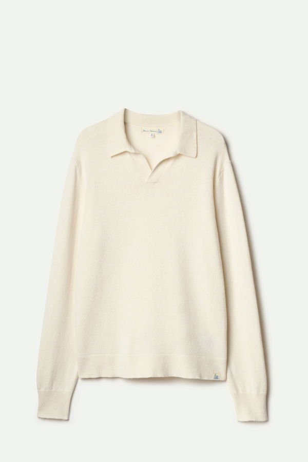 Merz b. Schwanen Merino Cashmere Silk Blend Polo - Nature