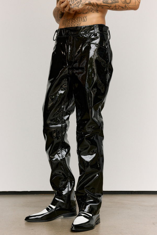Ernest W. Baker Patent Leather Straight Fit Trousers