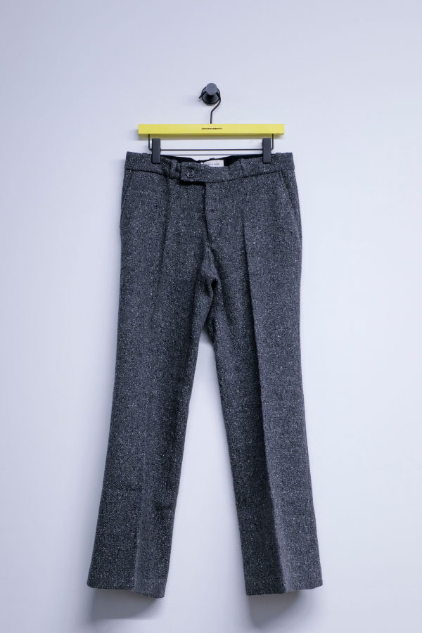 Ernest W. Baker Grey Tweed Wool Loose Fit Flare Trousers