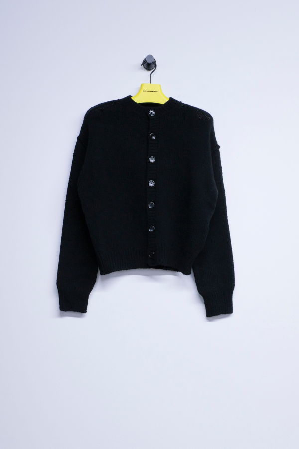 Our Legacy Slub Twisted Black Wool Pitch Cardigan
