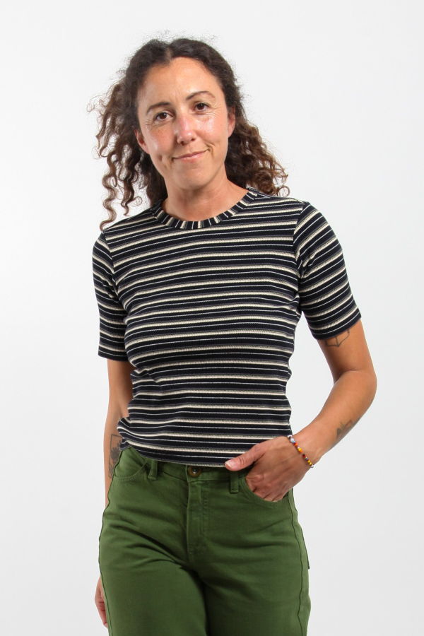 Gravel & Gold Delia Shirt - Obsidian Stripe