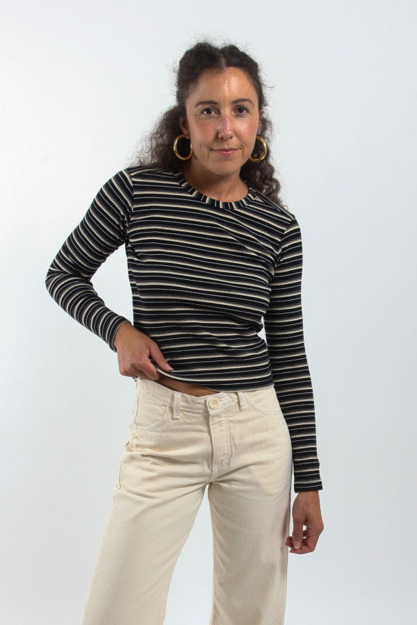Gravel & Gold Duo Tee - Obsidian Stripe