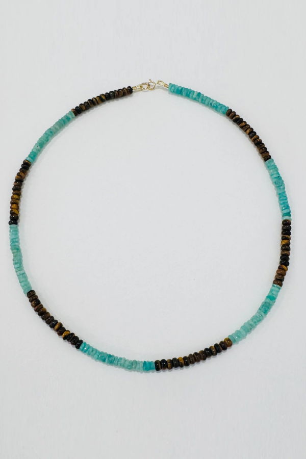 Theodosia Amazonite & Tigers Eye Color Block Necklace