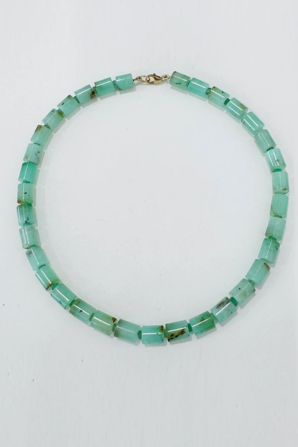 Theodosia Chrysoprase Tube Barrel Necklace