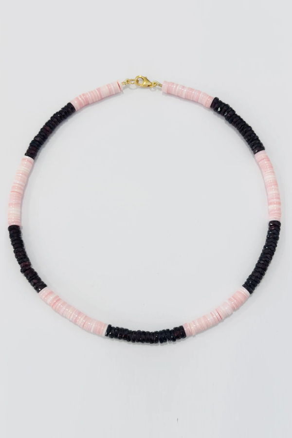 Theodosia Conch & Garnet Heishi Necklace