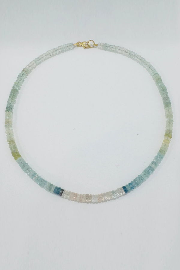Theodosia Seaglass Aquamarine Heishi Necklace