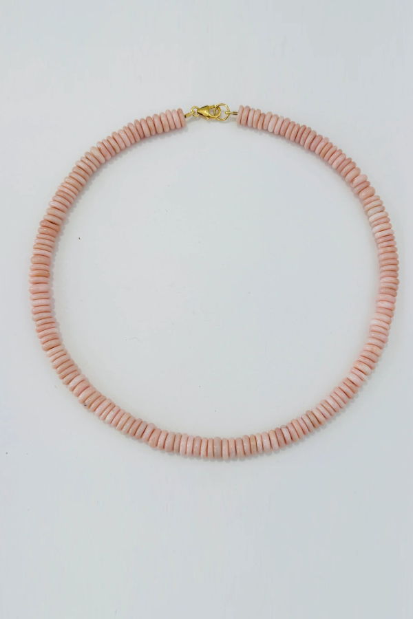 Theodosia Smooth Pink Opal Disc Necklace