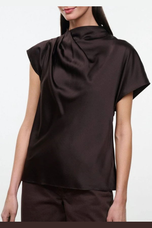 Staud Davina Silk Top - Earth