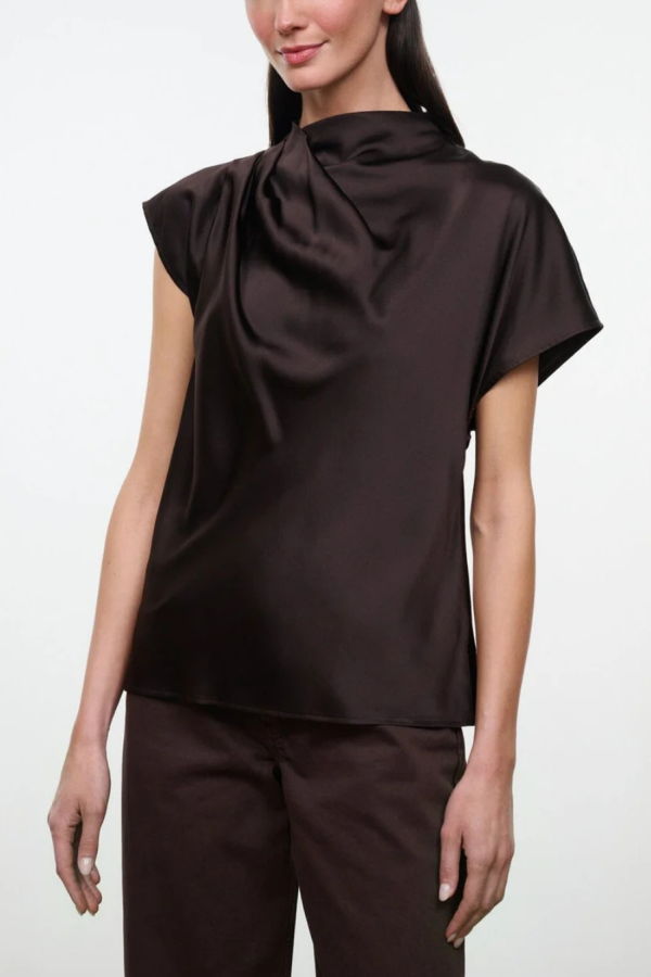 Staud Davina Silk Top - Earth
