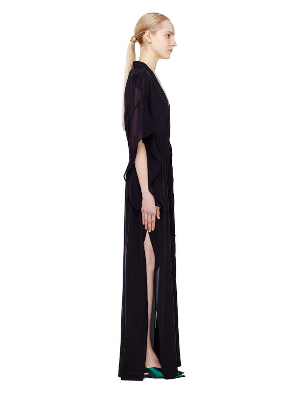 Floor Length Black Silk Dress