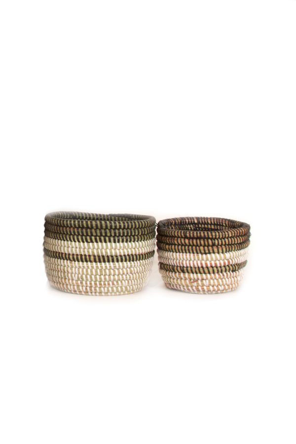 Mbare Black and White Stripe Basket - Small