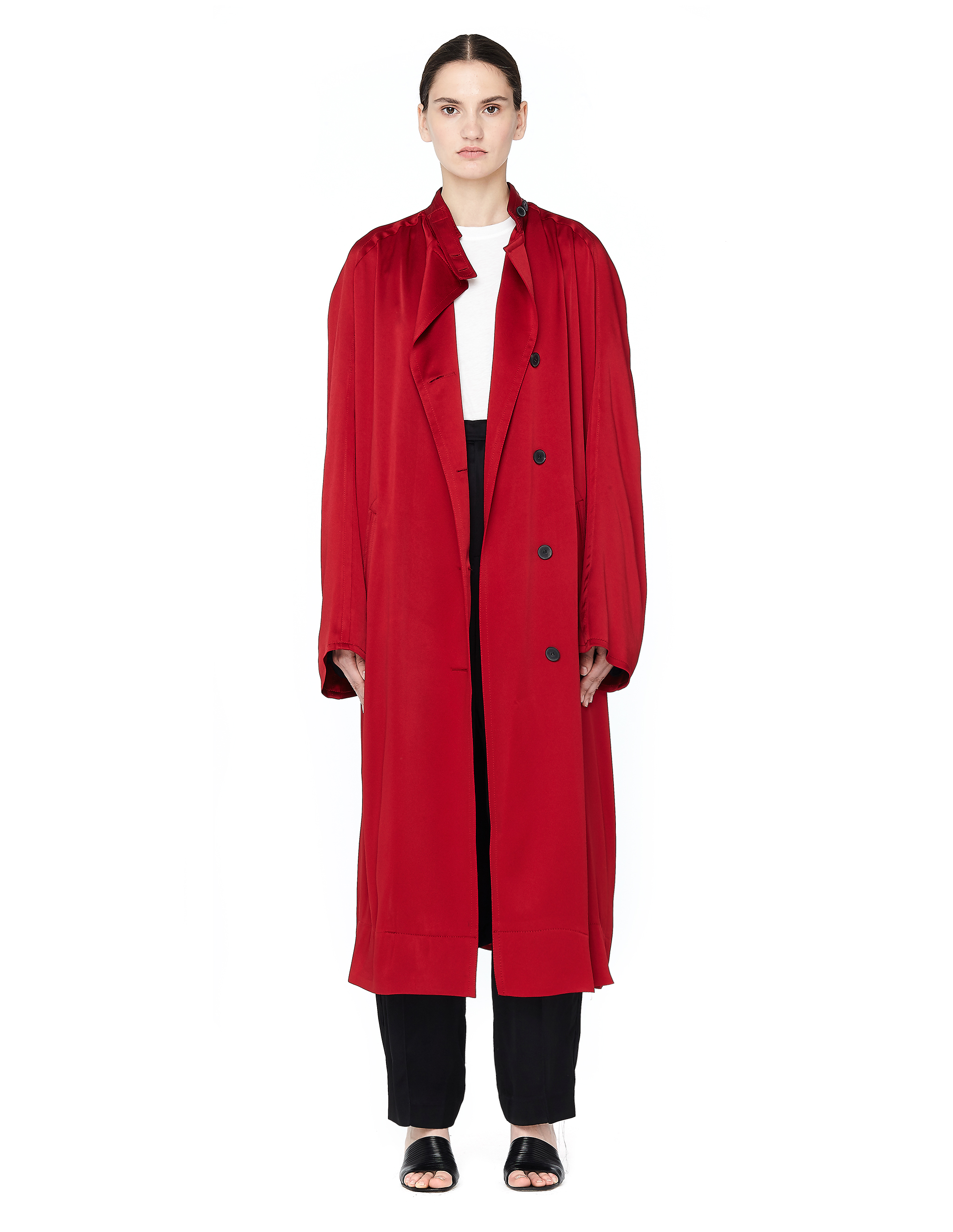 Haider Ackermann Satin Coat - Claret | Garmentory