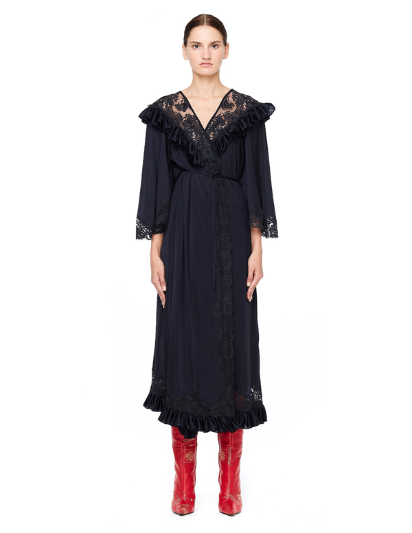 Vetements Lace-trimmed Lingerie Wrap Dress - Black | Garmentory