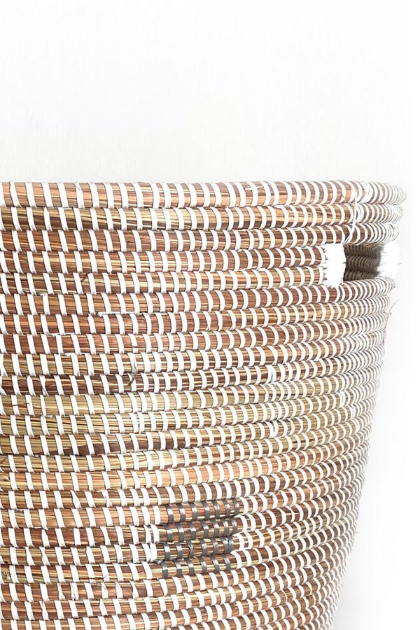 Mbare Flat Lid Storage Basket Squares White Low Storage