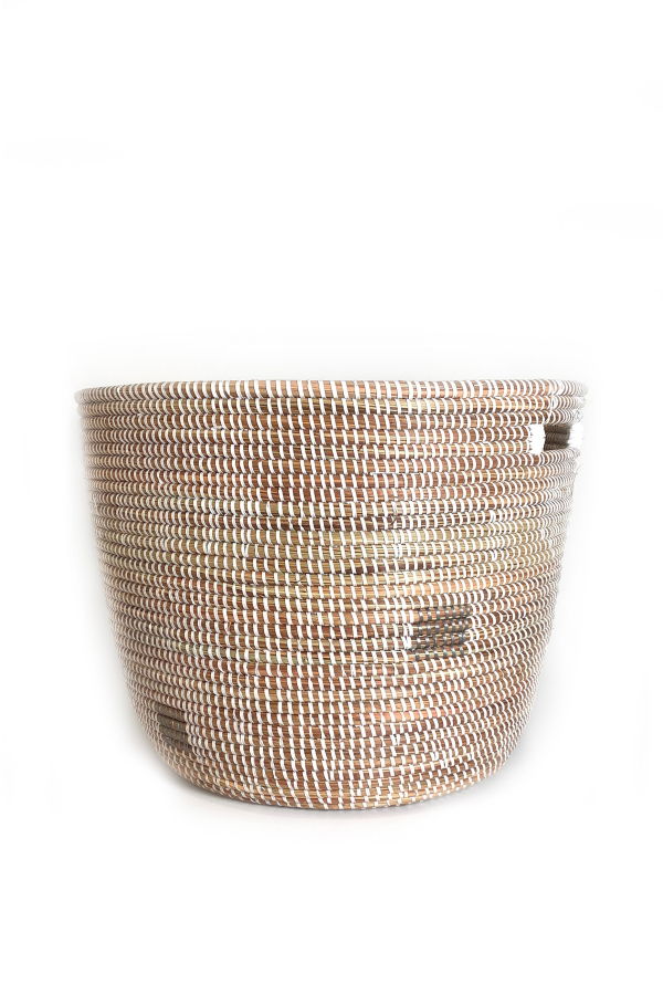 Mbare Flat Lid Storage Basket Squares White Low Storage