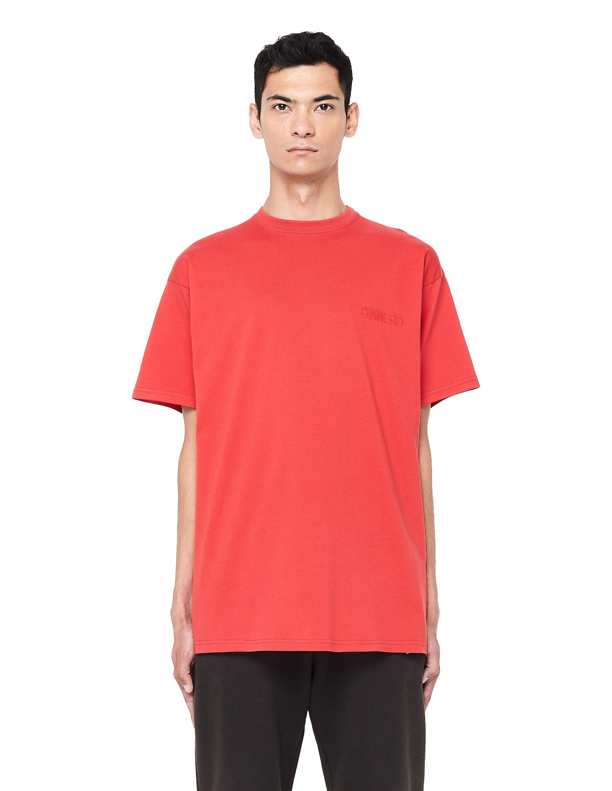 Balenciaga Sinners Embroidered Cotton T-shirt - Red | Garmentory