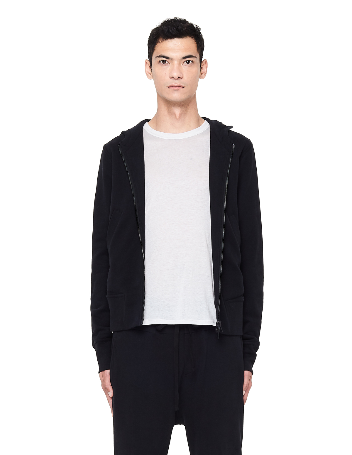 Ann Demeulemeester Cotton Zip Up Hoodie - Black | Garmentory