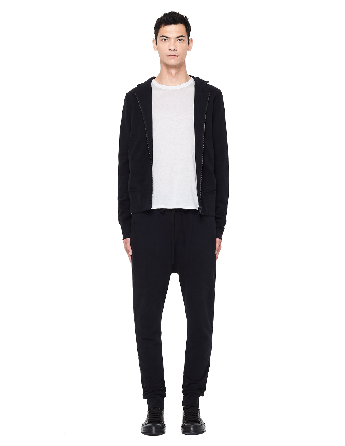 Ann Demeulemeester Cotton Zip Up Hoodie - Black | Garmentory