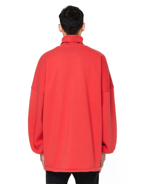 Balenciaga Brushed Felt Oversized Turtleneck Top - red | Garmentory