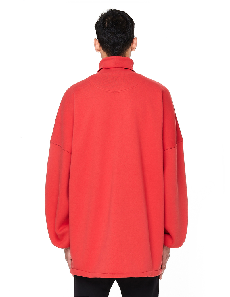 Balenciaga Brushed Felt Oversized Turtleneck Top - red | Garmentory