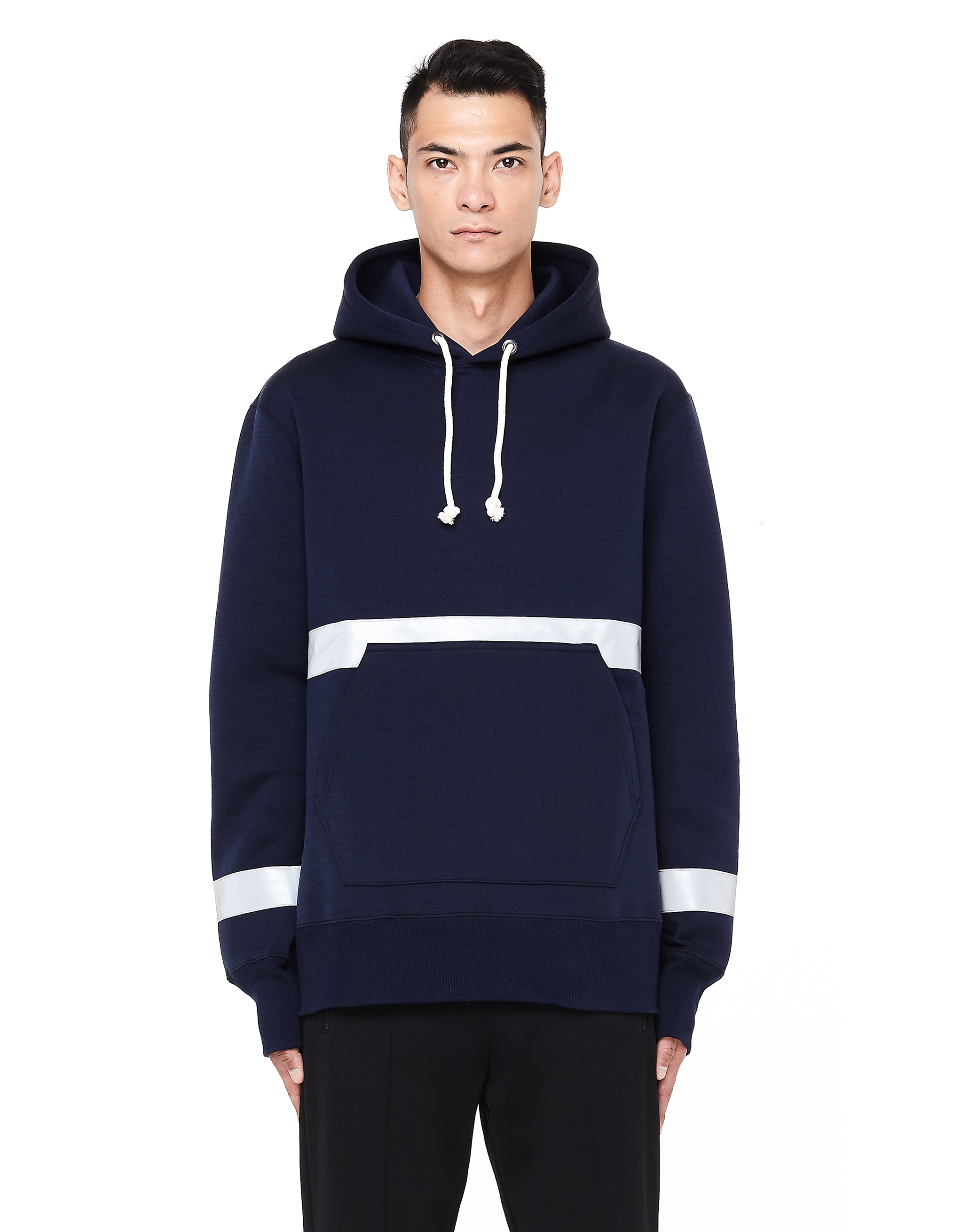 Junya Watanabe Oversized Hoodie with Reflective Details - Blue