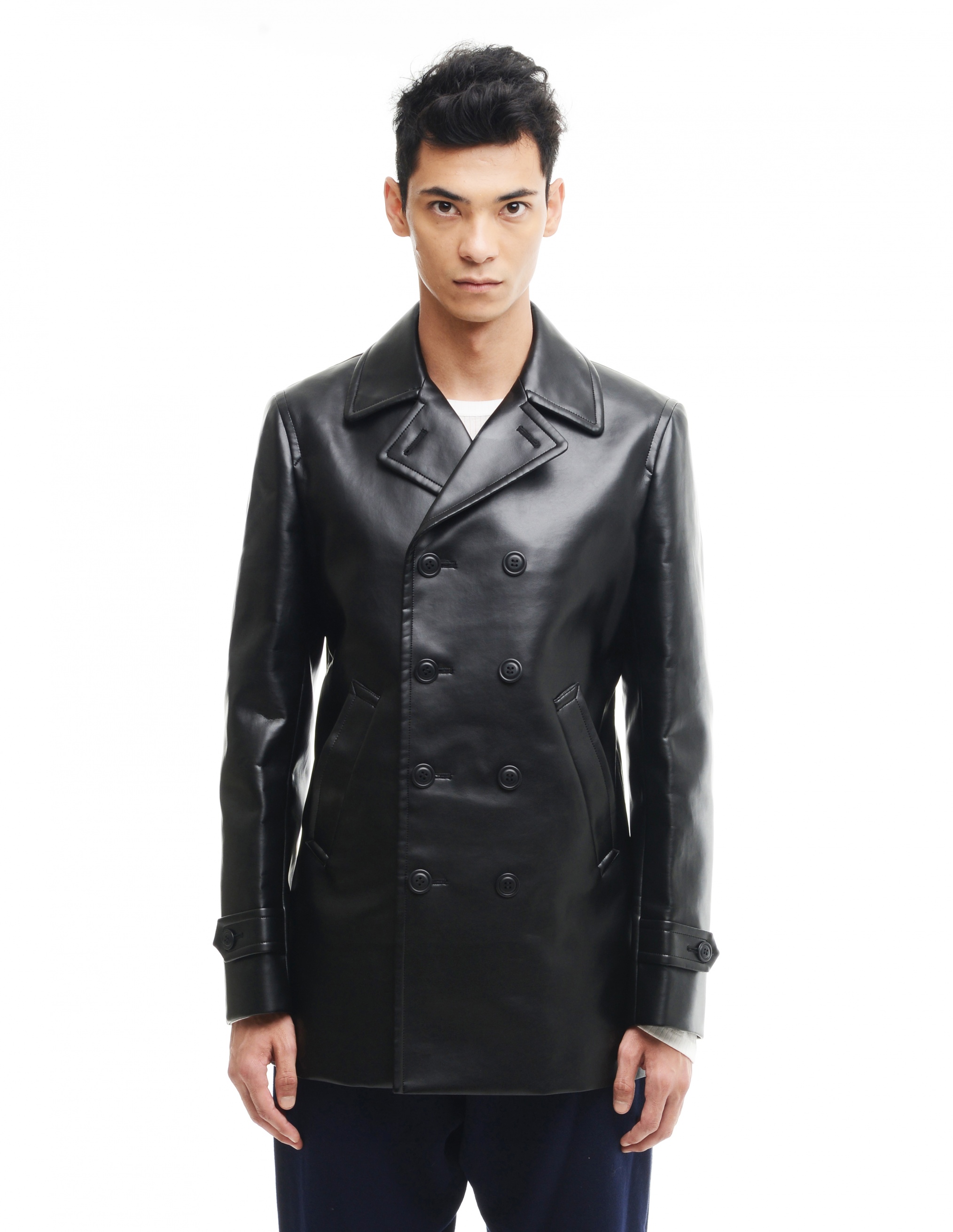 Comme des Garcons Homme plus Faux leather short coat - black