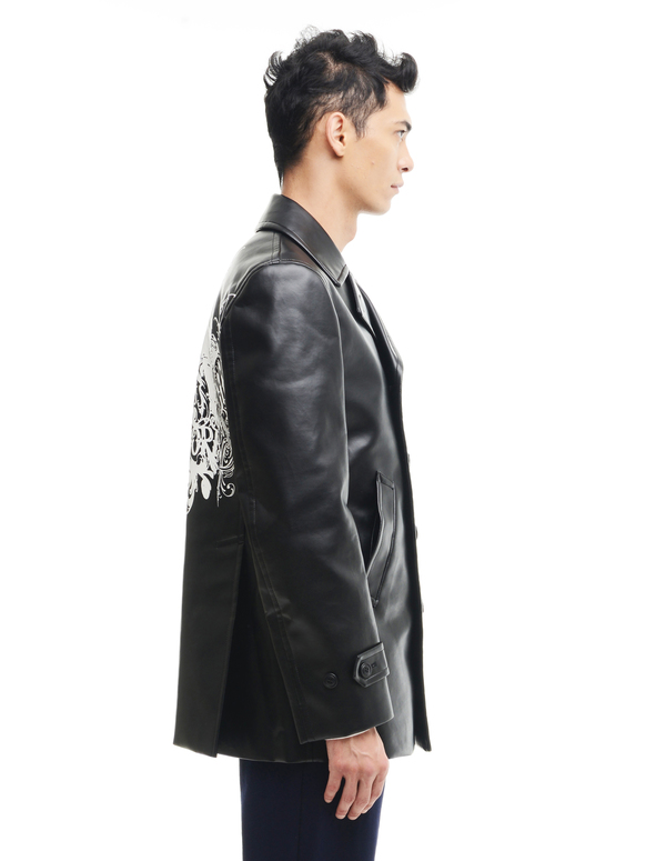 Comme des Garcons Homme plus Faux leather short coat - black