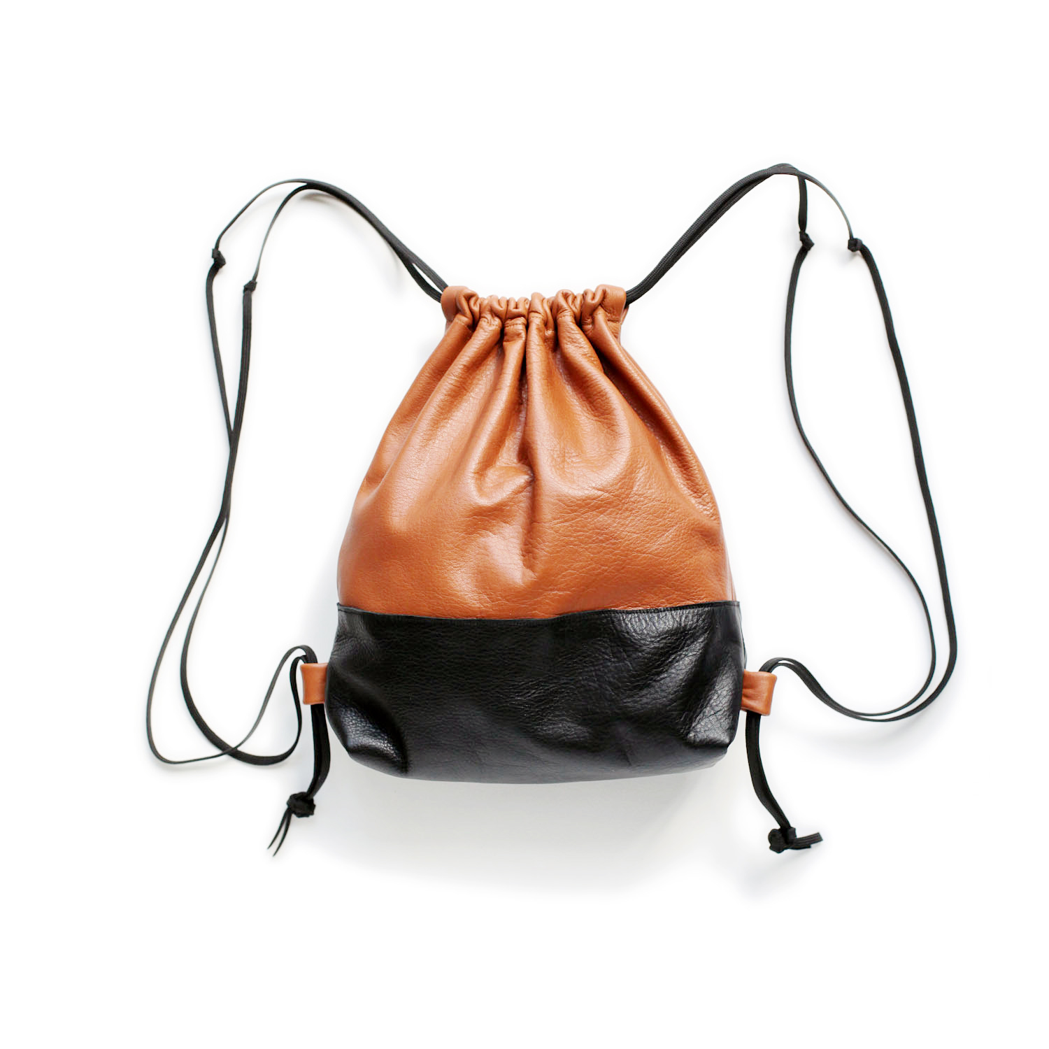 AW by Andrea Wong All Leather Mini Drawstring Backpack Caramel