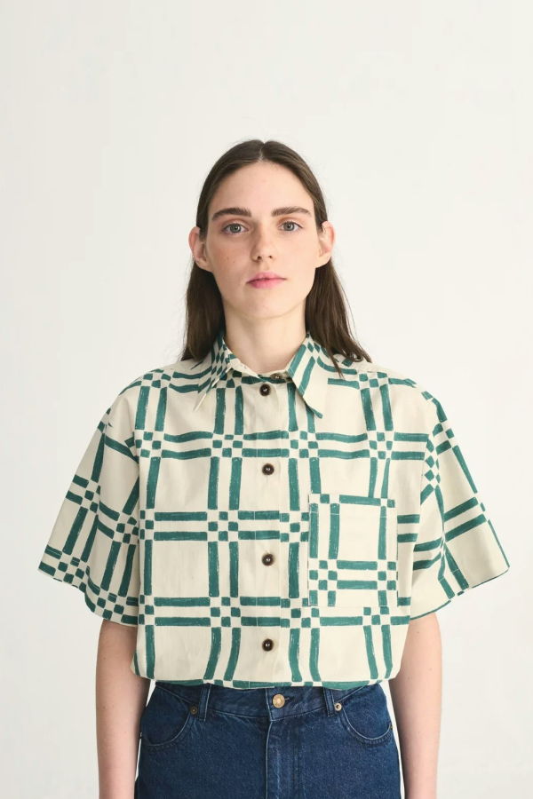 Bobo Choses Squares All Over Poplin Shirt