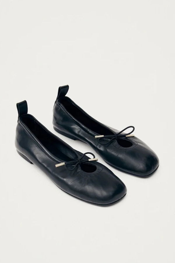 Alohas Rosalind Black Leather Ballet Flats