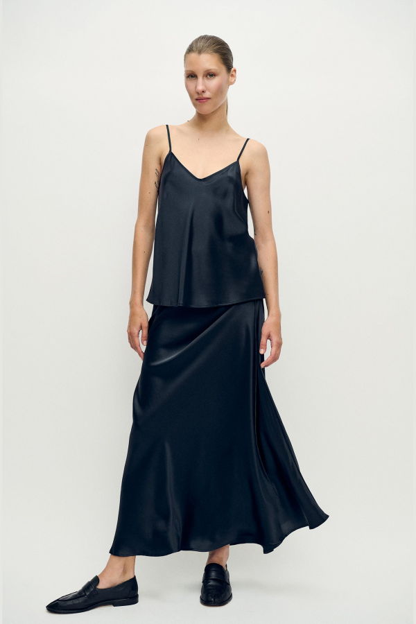 Silk Laundry Bias Cut Cami - Black