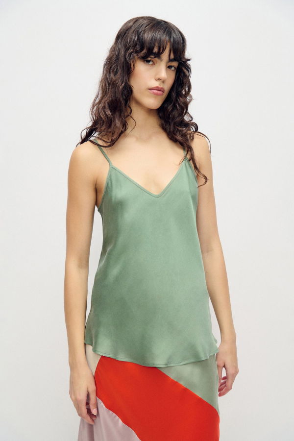 Silk Laundry Bias Cut Cami - Moonshine