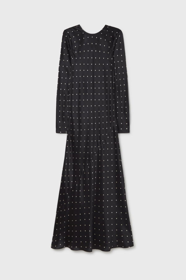 Silk Laundry Full Sleeve Bias Dress - Small Polka Dot